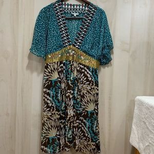 Go Fish Clothing V-Neck Embroidered Waist Dress